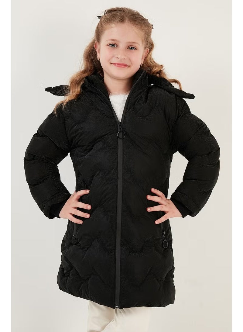 Lela Plush Lined Faux Fur Collar Removable Hooded Winter Coat Girls' Coat 5761905 - Image 2